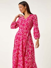 Roman Pink Heart Print Midi Dress - Image 2 of 5