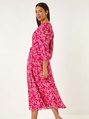 Roman Pink Heart Print Midi Dress - Image 3 of 5