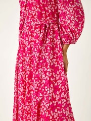 Roman Pink Heart Print Midi Dress - Image 5 of 5