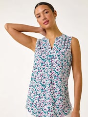Roman Pink Textured Floral Print Vest Top - Image 1 of 5
