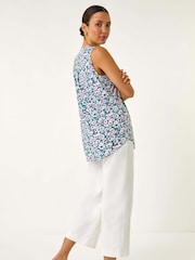 Roman Pink Textured Floral Print Vest Top - Image 3 of 5