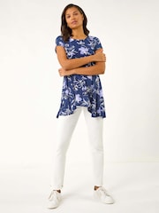 Roman Textured Floral Print Tunic Top - Imagen 2 de 5