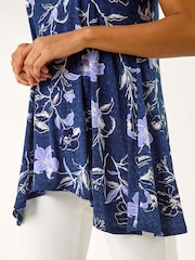 Roman Textured Floral Print Tunic Top - Imagen 5 de 5