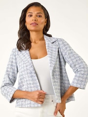Roman Purple Textured Check Print Collar & Revere Blazer - Image 1 of 5