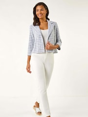 Roman Purple Textured Check Print Collar & Revere Blazer - Image 2 of 5