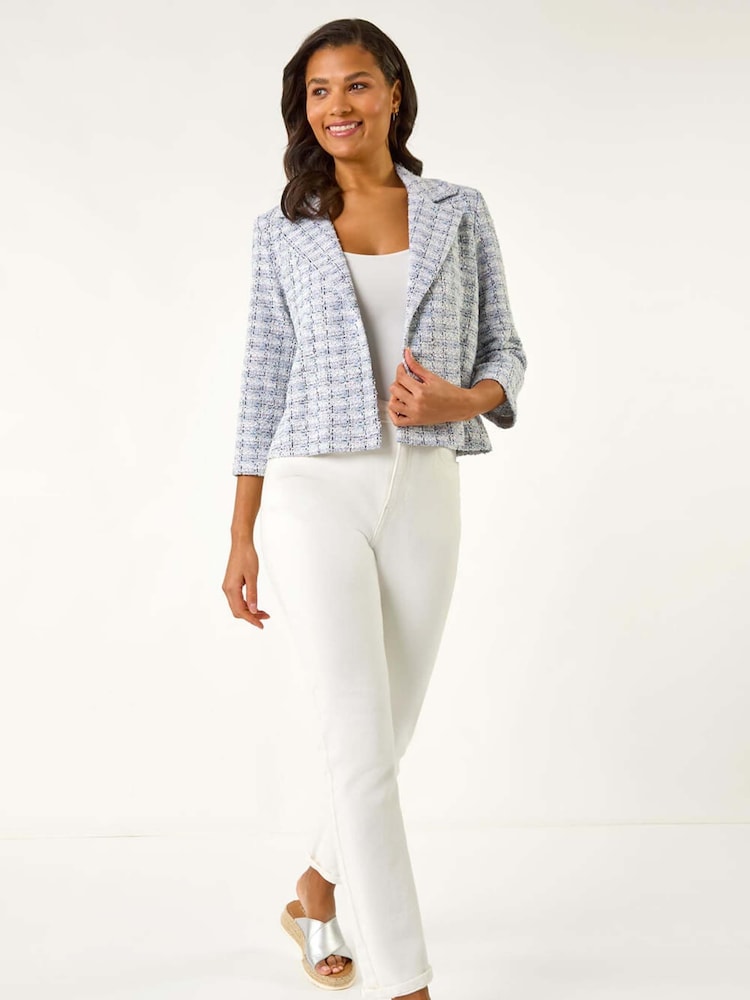 Roman Purple Textured Check Print Collar & Revere Blazer - Image 2 of 5