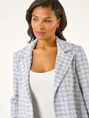 Roman Purple Textured Check Print Collar & Revere Blazer - Image 4 of 5