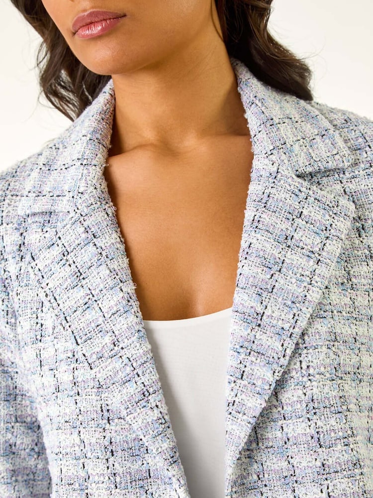Roman Purple Textured Check Print Collar & Revere Blazer - Image 5 of 5