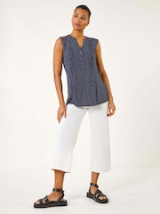 Roman Blue Polka Dot Print Pintuck Vest - Image 2 of 5