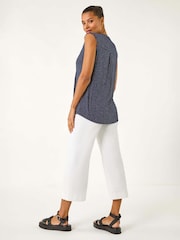 Roman Blue Polka Dot Print Pintuck Vest - Image 3 of 5