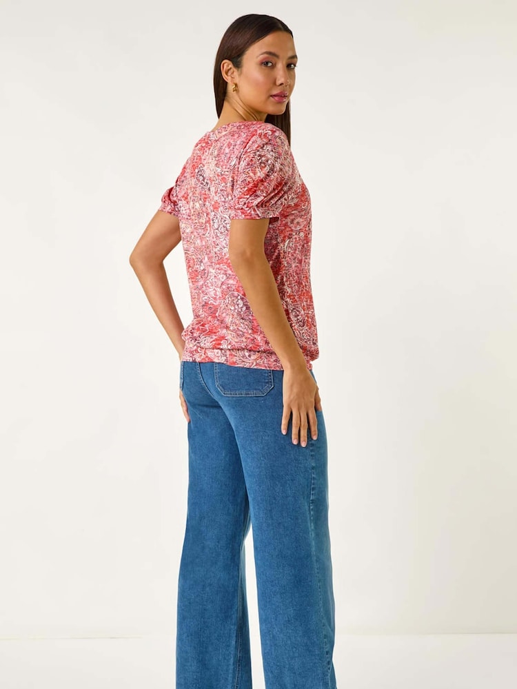 Roman Paisley Burnout Blouson Top - Imagen 2 de 5