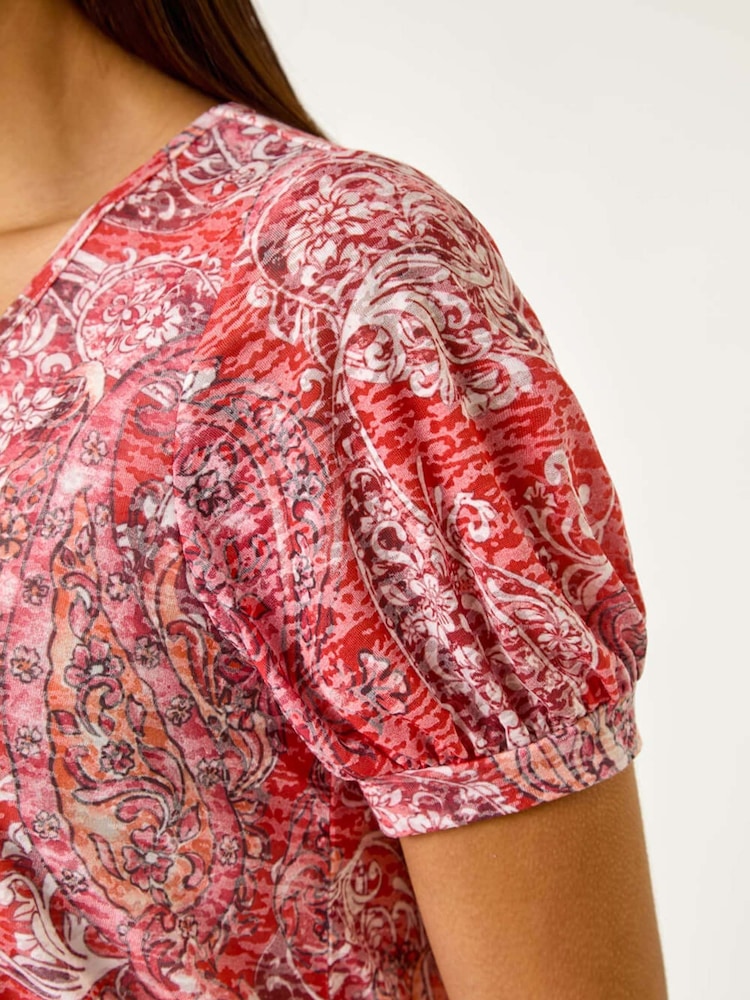 Roman Paisley Burnout Blouson Top - Imagen 5 de 5