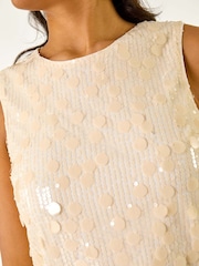 Roman Natural Circle Sequin Sleeveless Top - Image 5 of 5