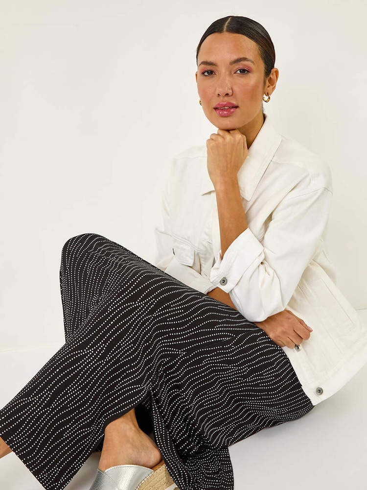 Roman Black Swirl and Spot Print A-line Skirt - Image 1 of 5