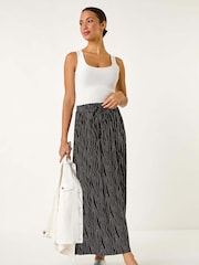 Roman Black Swirl and Spot Print A-line Skirt - Image 2 of 5