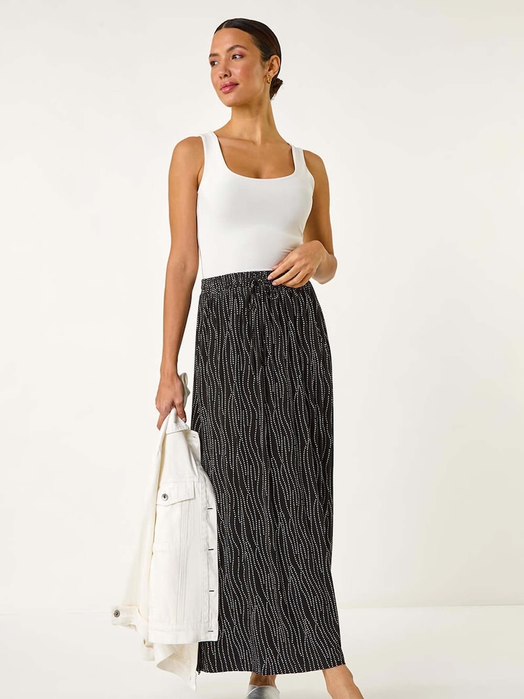 Roman Black Swirl and Spot Print A-line Skirt - Image 2 of 5