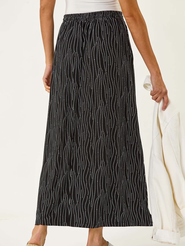 Roman Black Swirl and Spot Print A-line Skirt - Image 3 of 5