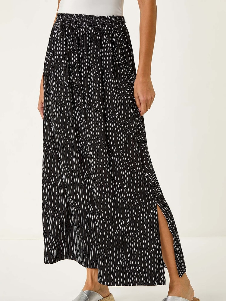 Roman Black Swirl and Spot Print A-line Skirt - Image 4 of 5