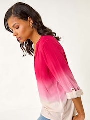 Roman Red Dip Dye Print V-Neck Top - Image 4 of 5