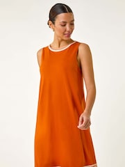 Roman Orange Embroidered Trim Stretch Jersey Shift Dress - Image 4 of 5
