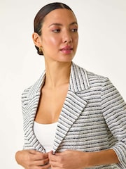Roman White Textured Stripe Collar And Revere Blazer - Image 4 of 5