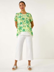 Roman Green Floral Layered Tunic Top - Image 2 of 5
