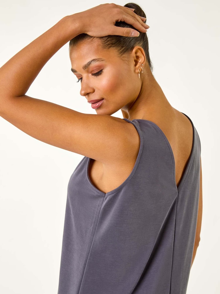 Roman Grey Soft Pique Stretch Midi Dress - Image 4 of 5