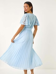 Roman Blue Lace Detail Wrap Midi Dress - Image 3 of 5