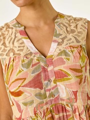 Roman Orange Leaf Print Lace Detail Smock Dress - Image 5 of 5