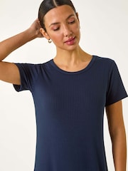 Roman Blue Ribbed Stretch Midi Dress - Image 2 of 5