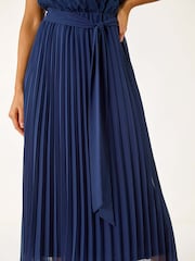 Roman Navy Lace Detail Wrap Midi Dress - Image 5 of 5