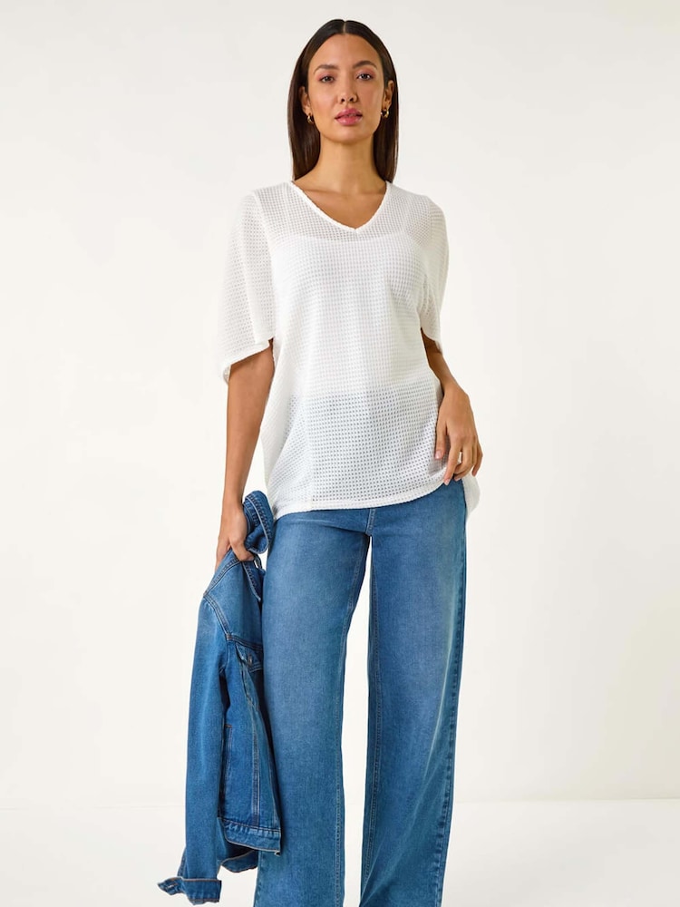 Blanco - Roman Textured Snit Cocoon Top - Imagen 2 de 5