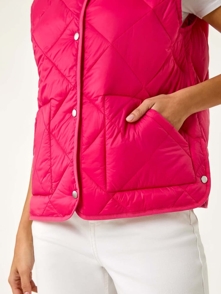 Rosa - Chaleco acolchado con cuello alzado y forro de Roman - Imagen 5 de 5 Rosa - Chaleco acolchado con cuello alzado y forro de Roman - Imagen 5 de 5