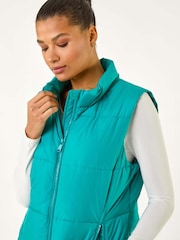 Roman Blue Quilted Zip Detail Longline Gilet - Image 4 of 5