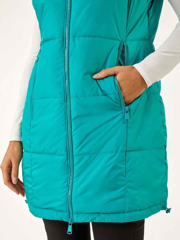 Roman Blue Quilted Zip Detail Longline Gilet - Image 5 of 5