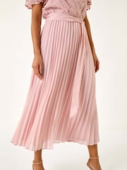 Roman Pink Lace Detail Wrap Midi Dress - Image 5 of 5