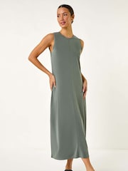 Roman Green Sandwash Stretch Midi Dress - Image 1 of 5