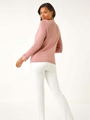 Roman Pink Lace Trim Knit Cardigan - Image 2 of 5