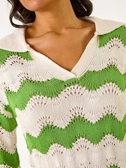 Roman Green Wave Long Sleeve Polo Knit Jumper - Image 5 of 5
