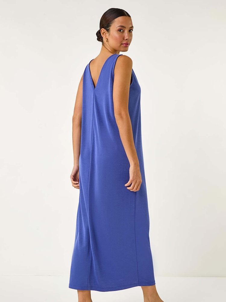 Niebieski - Roman Soft Pique Stretch Midi Dress - Image 3 of 5