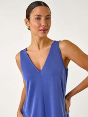 Niebieski - Roman Soft Pique Stretch Midi Dress - Image 4 of 5