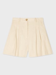 PS Paul Smith Yellow Pleated Pinstripe Shorts - Image 1 of 2