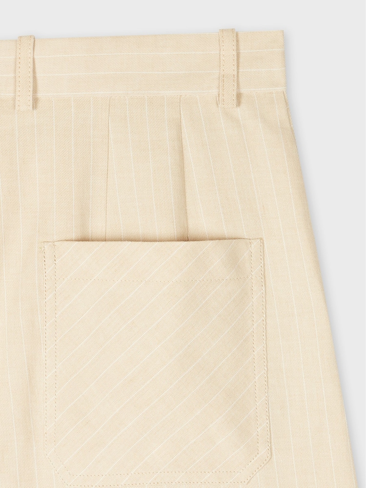 PS Paul Smith Yellow Pleated Pinstripe Shorts - Image 2 of 2