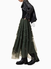 AllSaints Green Jen Tulle Skirt - Image 4 of 9