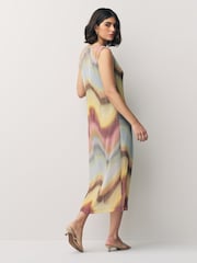 PS Paul Smith Pink Mesh Pleat Swirl Midi Dress - Image 2 of 7