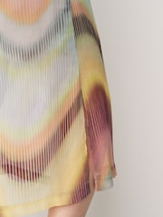 PS Paul Smith Pink Mesh Pleat Swirl Midi Dress - Image 4 of 7