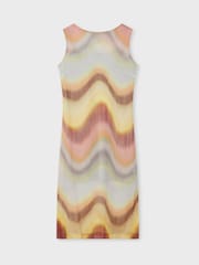 PS Paul Smith Pink Mesh Pleat Swirl Midi Dress - Image 6 of 7