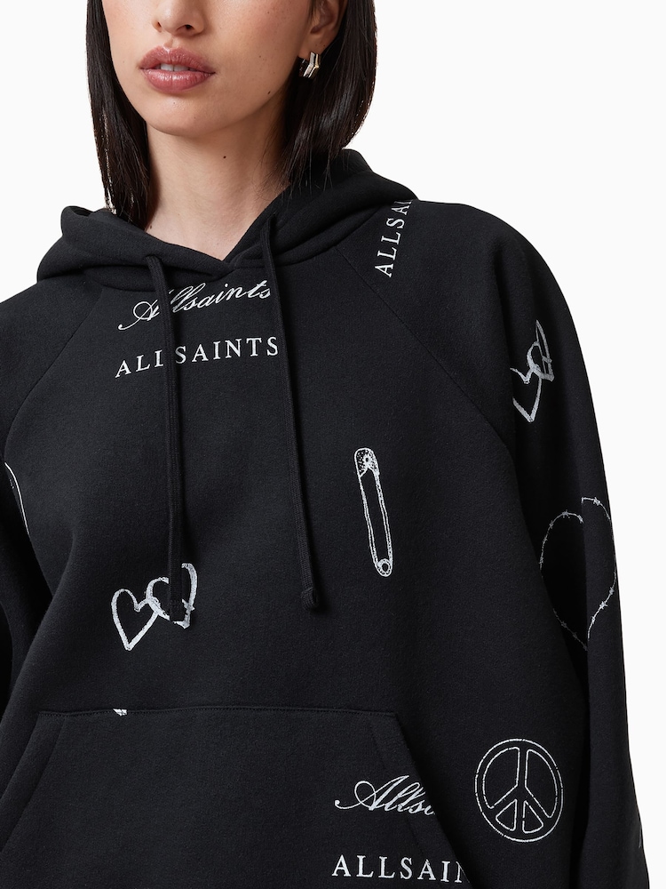 AllSaints Black Stina Talon Hoodie - Image 2 of 6
