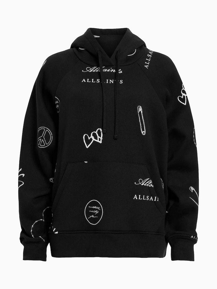 AllSaints Black Stina Talon Hoodie - Image 6 of 6