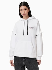 AllSaints White Amore Amphie 100% Organic Cotton Hoodie - Image 1 of 9